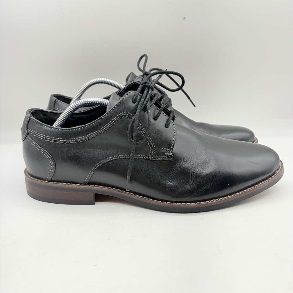 Nunn Bush Comfort Gel Dress Flex Mens Black Leather Derby Oxford Shoes 12M NWOB